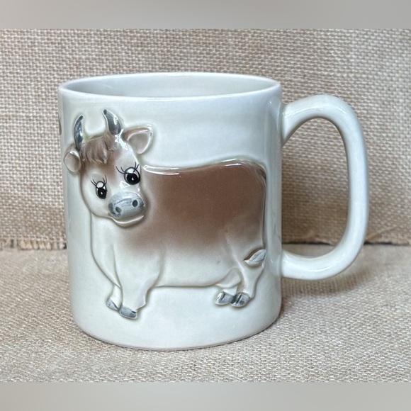 Vintage Other - Vintage Otagiri 3D Cow Mug Cup Pen Holder Farm Cottage Core Kitsch CRACKED READ